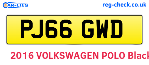 PJ66GWD are the vehicle registration plates.