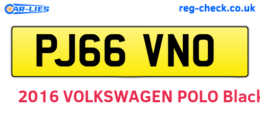 PJ66VNO are the vehicle registration plates.