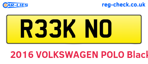 R33KNO are the vehicle registration plates.