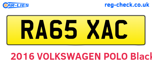 RA65XAC are the vehicle registration plates.