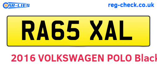 RA65XAL are the vehicle registration plates.