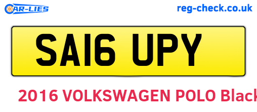 SA16UPY are the vehicle registration plates.