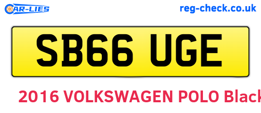 SB66UGE are the vehicle registration plates.