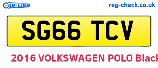 SG66TCV are the vehicle registration plates.
