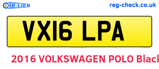 VX16LPA are the vehicle registration plates.