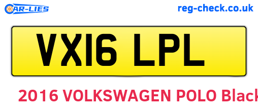 VX16LPL are the vehicle registration plates.
