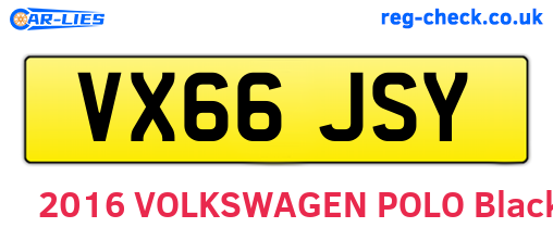 VX66JSY are the vehicle registration plates.
