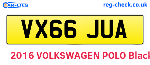 VX66JUA are the vehicle registration plates.