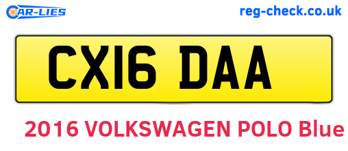 CX16DAA are the vehicle registration plates.