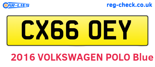 CX66OEY are the vehicle registration plates.