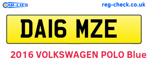 DA16MZE are the vehicle registration plates.