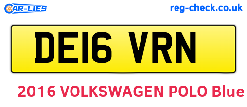 DE16VRN are the vehicle registration plates.