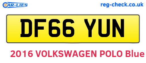 DF66YUN are the vehicle registration plates.