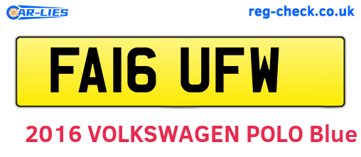 FA16UFW are the vehicle registration plates.