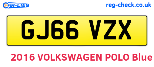 GJ66VZX are the vehicle registration plates.