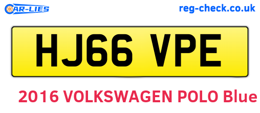HJ66VPE are the vehicle registration plates.