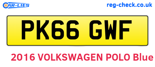 PK66GWF are the vehicle registration plates.