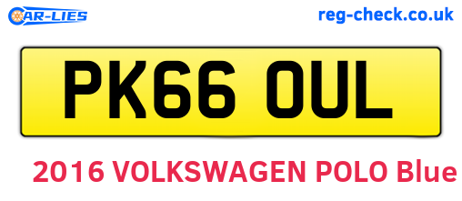 PK66OUL are the vehicle registration plates.