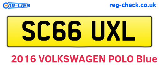 SC66UXL are the vehicle registration plates.
