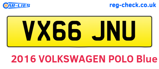 VX66JNU are the vehicle registration plates.