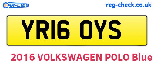 YR16OYS are the vehicle registration plates.