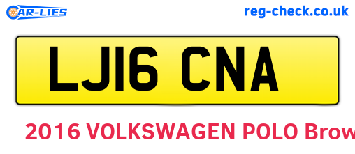 LJ16CNA are the vehicle registration plates.