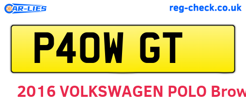 P40WGT are the vehicle registration plates.