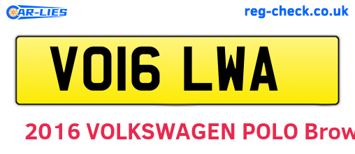 VO16LWA are the vehicle registration plates.