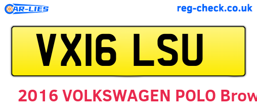 VX16LSU are the vehicle registration plates.