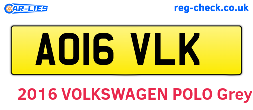 AO16VLK are the vehicle registration plates.