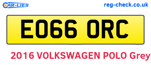 EO66ORC are the vehicle registration plates.