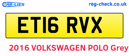 ET16RVX are the vehicle registration plates.