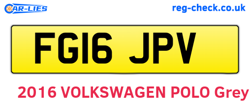 FG16JPV are the vehicle registration plates.