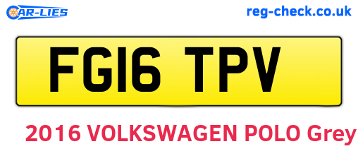 FG16TPV are the vehicle registration plates.