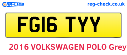 FG16TYY are the vehicle registration plates.