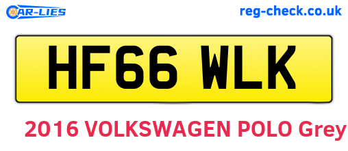 HF66WLK are the vehicle registration plates.