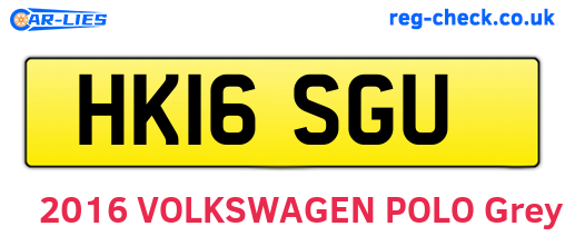 HK16SGU are the vehicle registration plates.