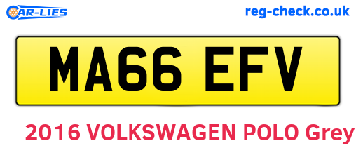 MA66EFV are the vehicle registration plates.