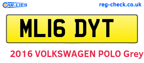 ML16DYT are the vehicle registration plates.