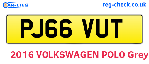 PJ66VUT are the vehicle registration plates.