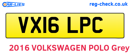 VX16LPC are the vehicle registration plates.