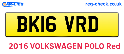 BK16VRD are the vehicle registration plates.
