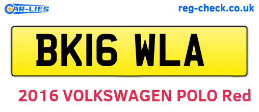 BK16WLA are the vehicle registration plates.