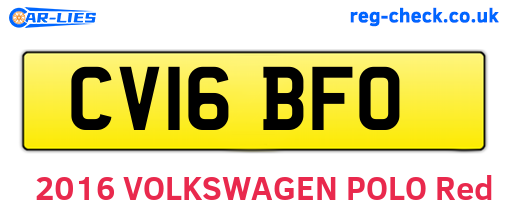 CV16BFO are the vehicle registration plates.