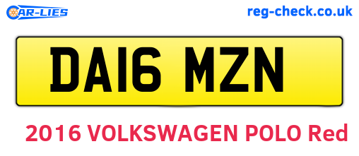 DA16MZN are the vehicle registration plates.