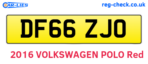 DF66ZJO are the vehicle registration plates.