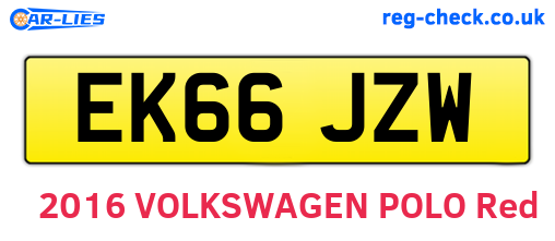 EK66JZW are the vehicle registration plates.