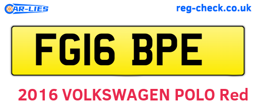 FG16BPE are the vehicle registration plates.
