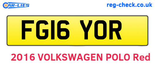 FG16YOR are the vehicle registration plates.