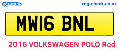MW16BNL are the vehicle registration plates.